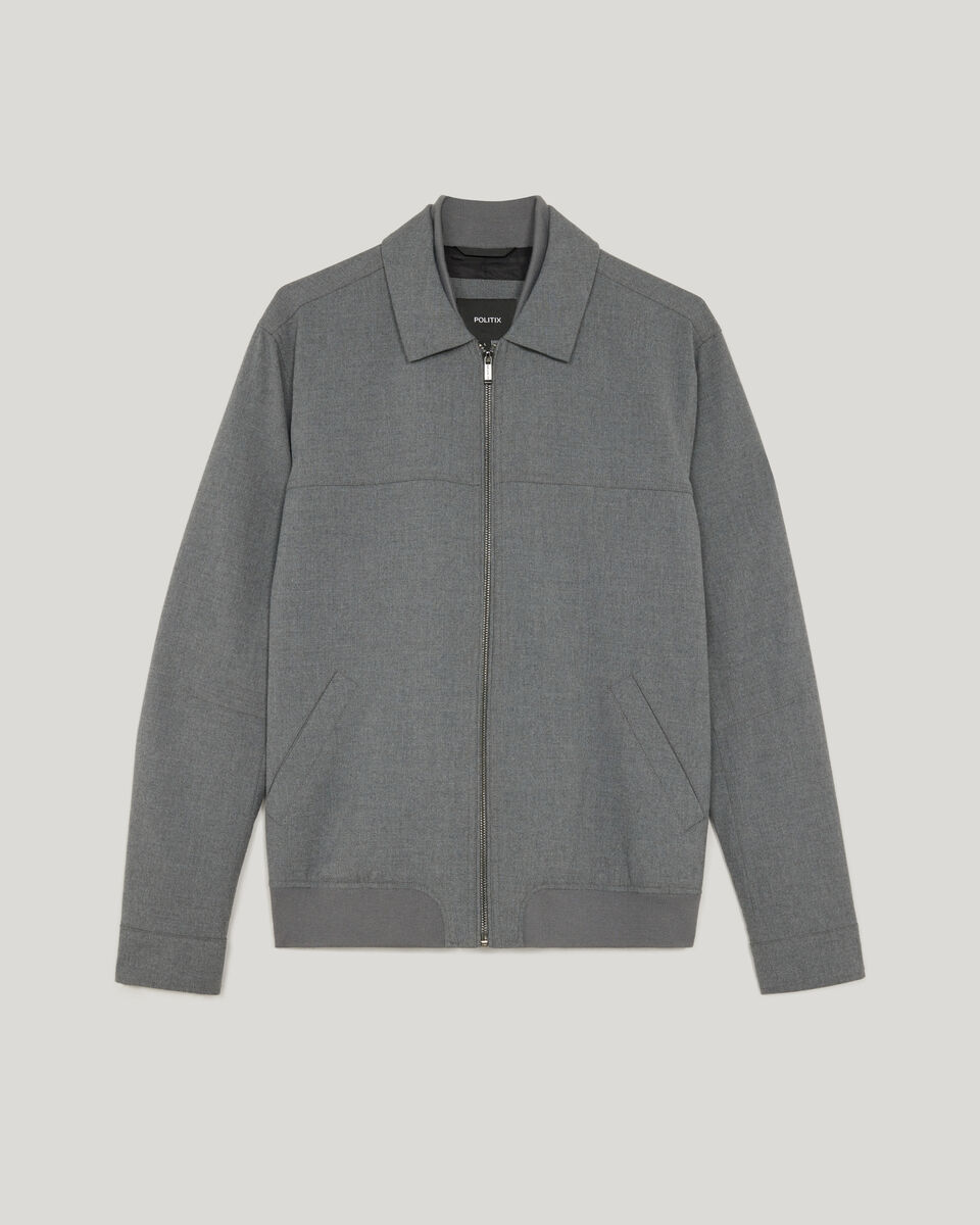 Flannel Harrington Jacket, Mid Grey, hi-res